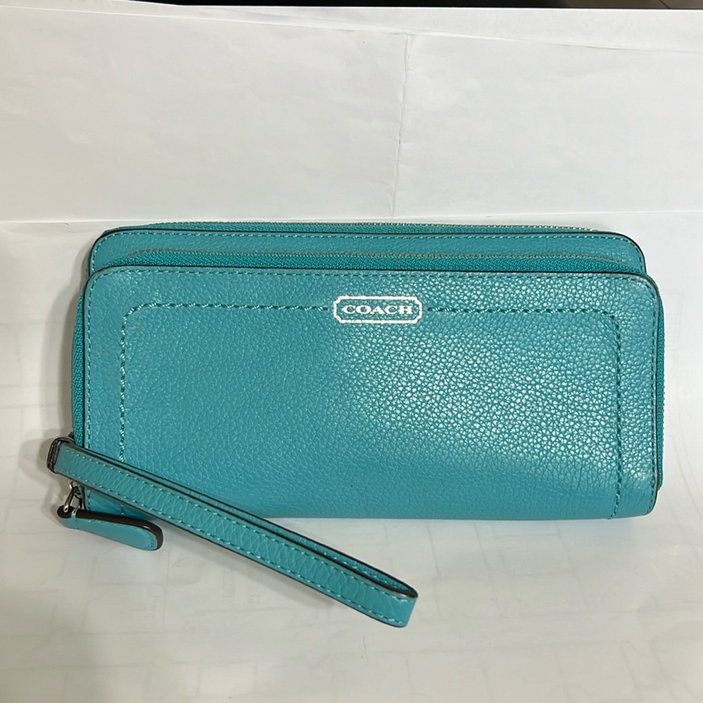 Coach turquoise blue wallet purse